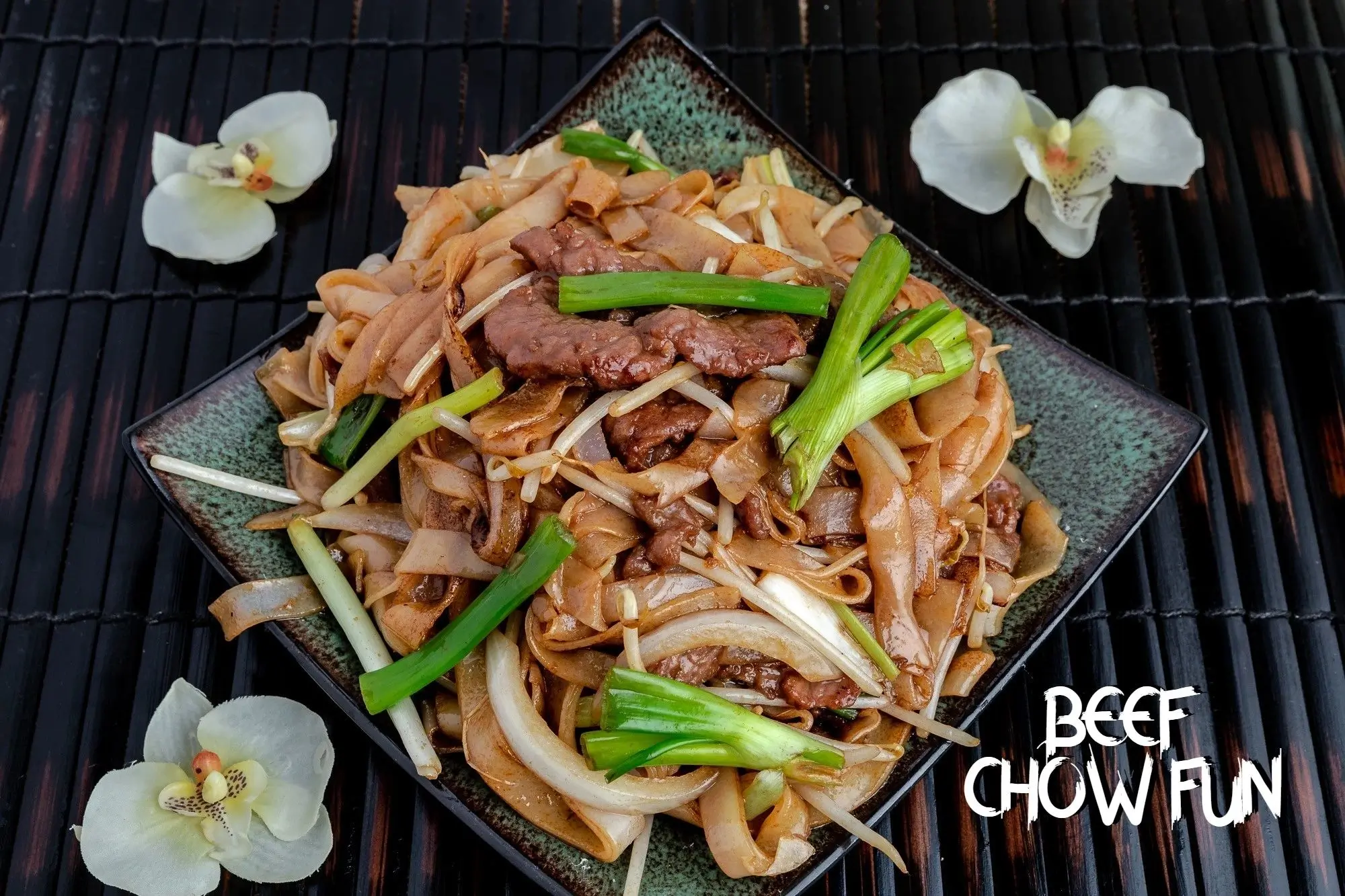 Beef Chow Fun - Rice noodles with beef, scallions, veggies at Chef Panda, a Chinese restaurant in Surprise